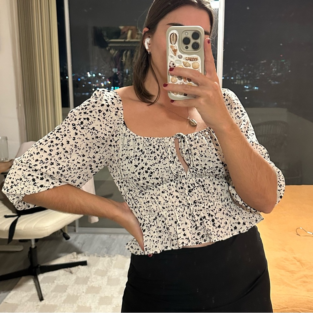 Papermoon White Floral Tie Blouse